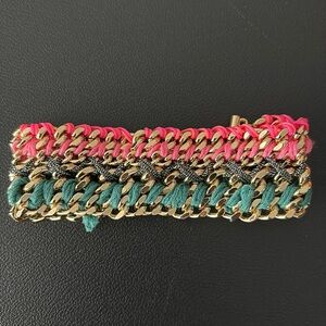 Pink, green, and gold clasp bracelet